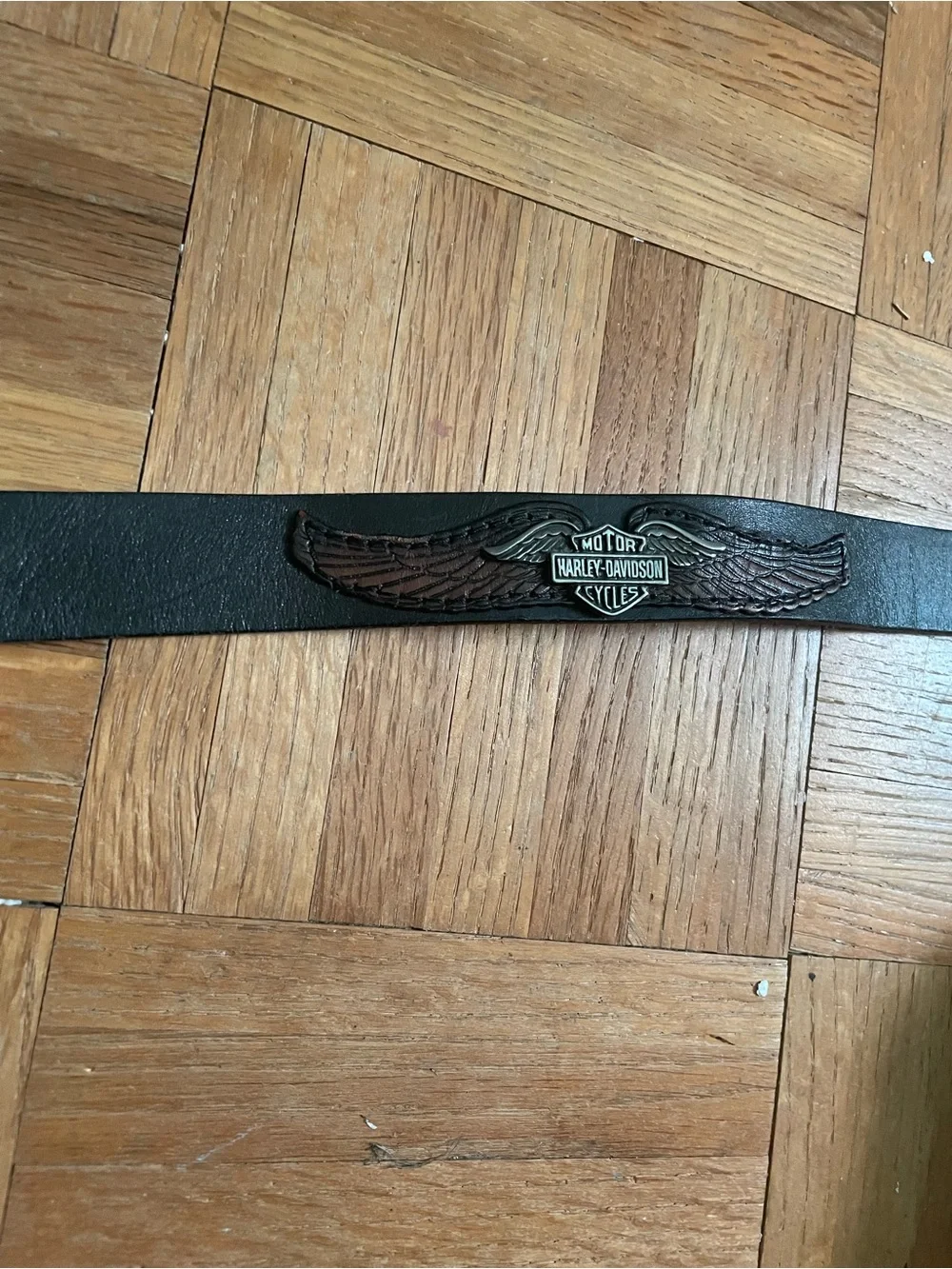 Harley Davidson Motorcycle Belt Men's Cowhide Leather Buckle & 3 plaques Read